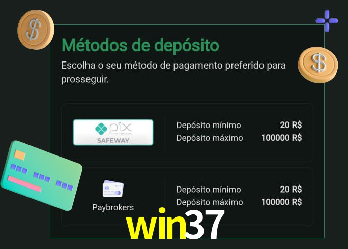 O cassino win37 oferece uma grande variedade de métodos de pagamento